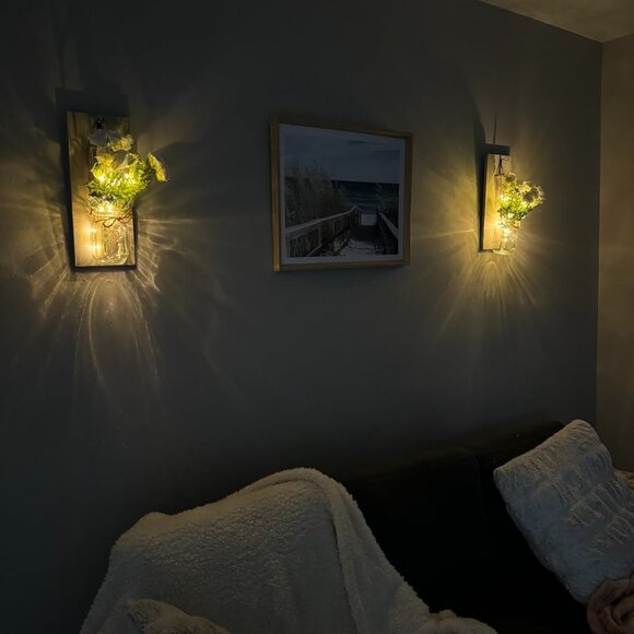 Handmade Wall Art Home Decor Design with Remote Control LED Lights 2PCS - Picture 4 of 11